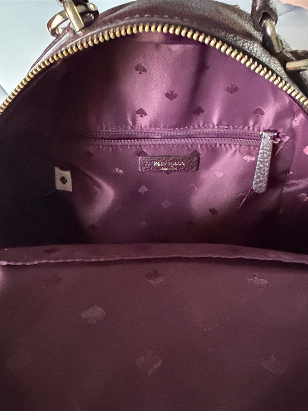 kate spade Pebbled Leather Burgundy Mini Backpack with Floral Tag - Picture 3 of 4